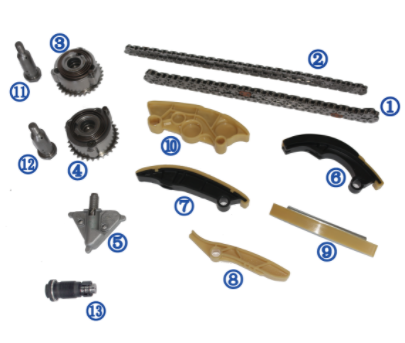 Plastic PA66 / PA46 Timing Chain Kit For Ranger Rover Evoque Petrol PT204 2.0T 17-18